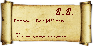 Borsody Benjámin névjegykártya